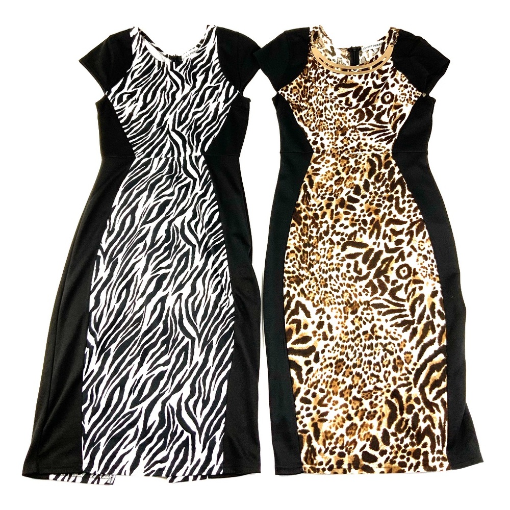 ALMOST FAMOUS Black, Brown & White Leopard Dresses